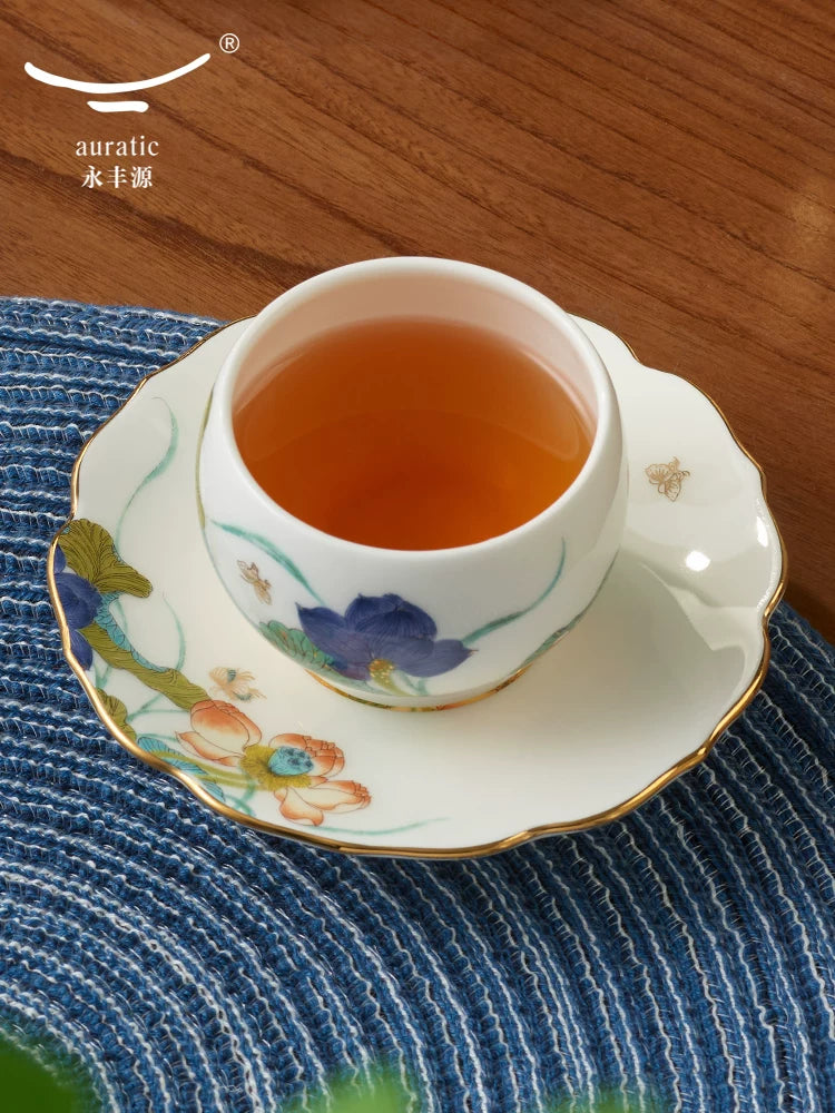 永丰源幸福和鸣茶具散件 AURATIC Lotus Breeze Ceramic Tea Ware Individual Pieces – Teapot, Gaiwan, Cup and Saucer, Fair Cup, Tea Strainer