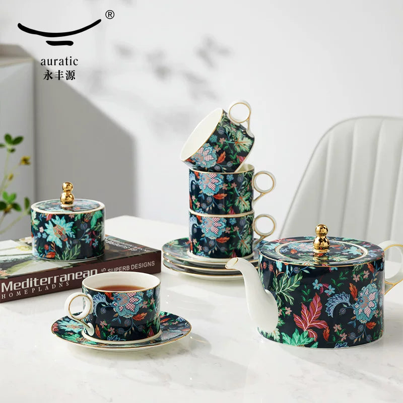 永丰源幸福满园茶具散件 AURATIC Clarence Ceramic Tea Ware Individual Pieces – Teapot, Teacups, Coffee Cup and Jars