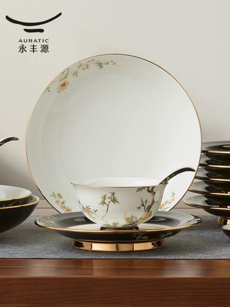 永丰源石榴家园餐具散件 AURATIC Pomeland Ceramic Dinnerware Individual Pieces – Pomegranate Blossom, Bowls, Plates and Table Accessories