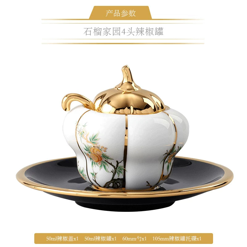 永丰源石榴家园餐具散件 AURATIC Pomeland Ceramic Dinnerware Individual Pieces – Pomegranate Blossom, Bowls, Plates and Table Accessories