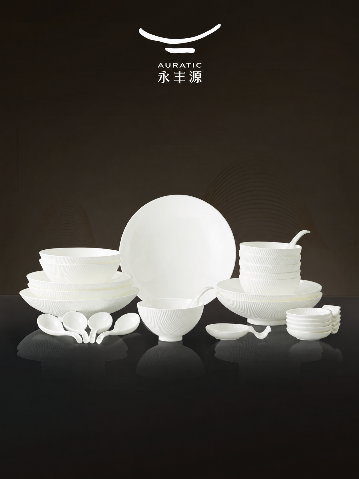 AURATIC Doctor White Embossed Bone China Dinnerware Set – 4, 6, 12 and 26-Piece Sets