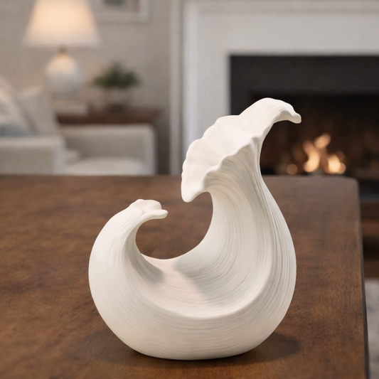 Modern White Ceramic Wave Vase