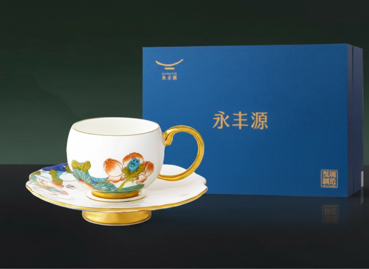 Lotus Gold-Trim Cup Set