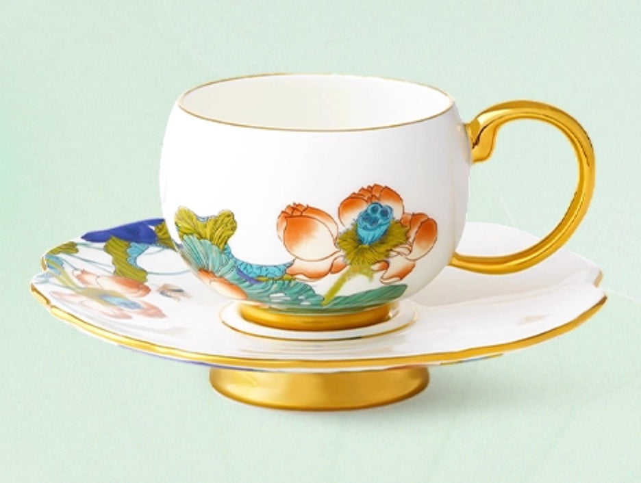 Lotus Gold-Trim Cup Set
