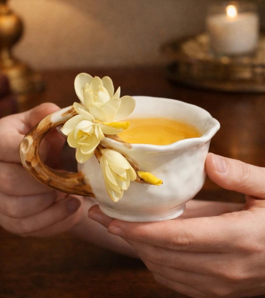 Jade Orchid Sculptural Ceramic Cup