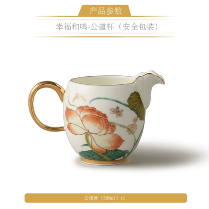 永丰源幸福和鸣茶具散件 AURATIC Lotus Breeze Ceramic Tea Ware Individual Pieces – Teapot, Gaiwan, Cup and Saucer, Fair Cup, Tea Strainer