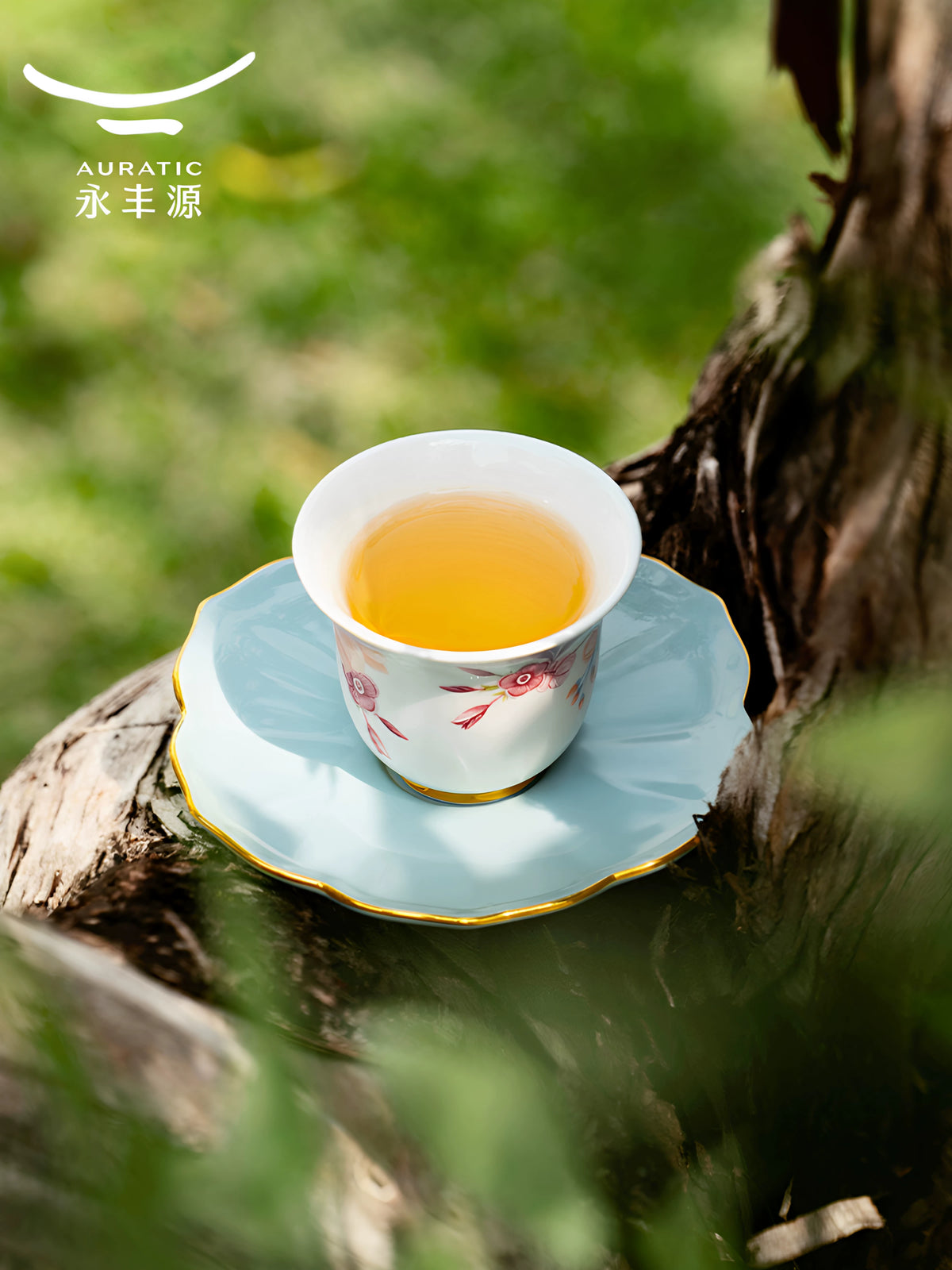永丰源天青时代茶杯 AURATIC Celeste Ceramic Teacup – 70ml, Floral Pattern, Gift Box