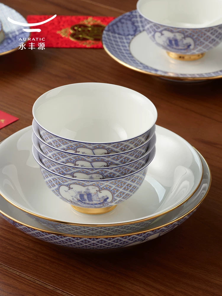 永丰源四海升平餐具散件 AURATIC Peaceful Seas Ceramic Dinnerware Individual Pieces – Bowls, Plates, Platters and Table Accessories