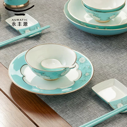 永丰源夫人瓷手绘蓝餐具散件 AURATIC Hand-Painted Blue Ceramic Dinnerware Individual Pieces – Bowls, Plates, Chopsticks and Spoons