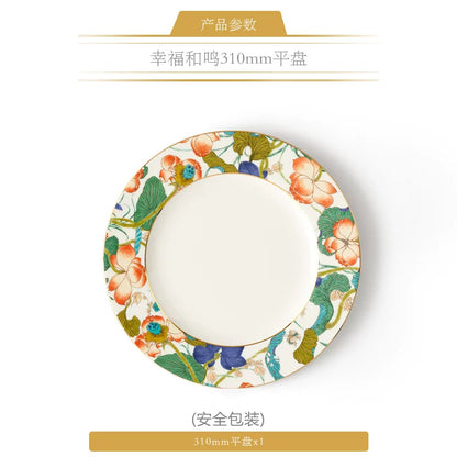 永丰源幸福和鸣碗盘散件 AURATIC Lotus Breeze Ceramic Bowls and Plates – Individual Pieces, Floral Pattern