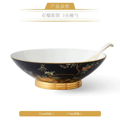 永丰源石榴家园餐具散件 AURATIC Pomeland Ceramic Dinnerware Individual Pieces – Pomegranate Blossom, Bowls, Plates and Table Accessories