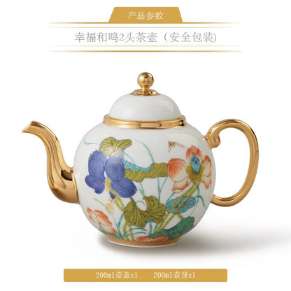 永丰源幸福和鸣茶具散件 AURATIC Lotus Breeze Ceramic Tea Ware Individual Pieces – Teapot, Gaiwan, Cup and Saucer, Fair Cup, Tea Strainer