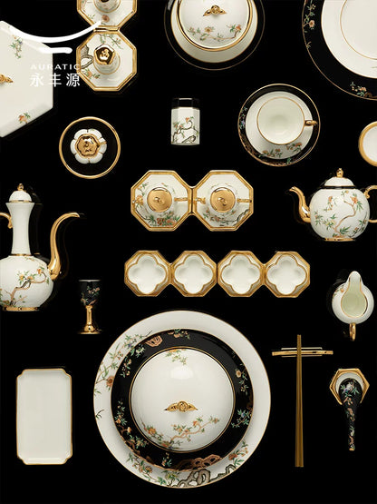 永丰源石榴家园餐具散件 AURATIC Pomeland Ceramic Dinnerware Individual Pieces – Pomegranate Blossom, Bowls, Plates and Table Accessories