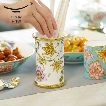 永丰源春暖花开餐具散件 AURATIC Verde Bloom Ceramic Dinnerware Individual Pieces – Bowls, Plates, Fish Platters and Table Accessories
