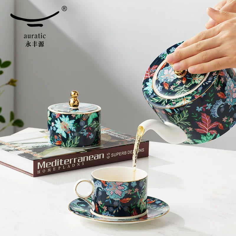 永丰源幸福满园茶具散件 AURATIC Clarence Ceramic Tea Ware Individual Pieces – Teapot, Teacups, Coffee Cup and Jars