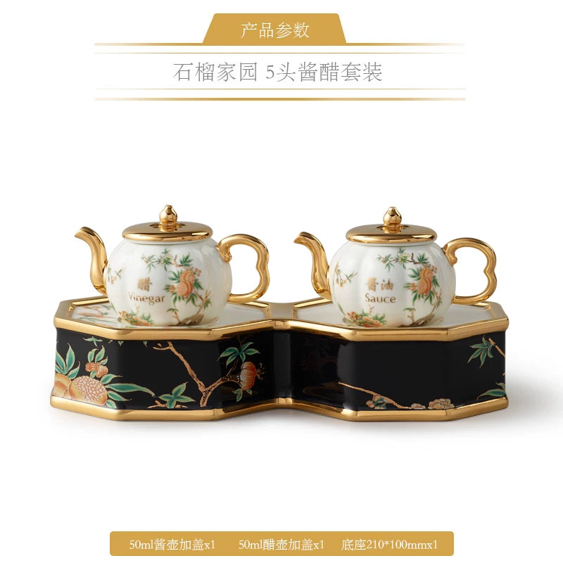 永丰源石榴家园餐具散件 AURATIC Pomeland Ceramic Dinnerware Individual Pieces – Pomegranate Blossom, Bowls, Plates and Table Accessories