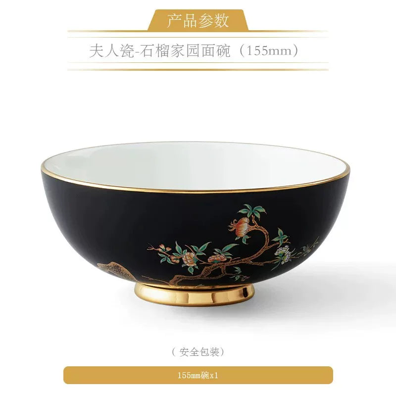 永丰源石榴家园餐具散件 AURATIC Pomeland Ceramic Dinnerware Individual Pieces – Pomegranate Blossom, Bowls, Plates and Table Accessories