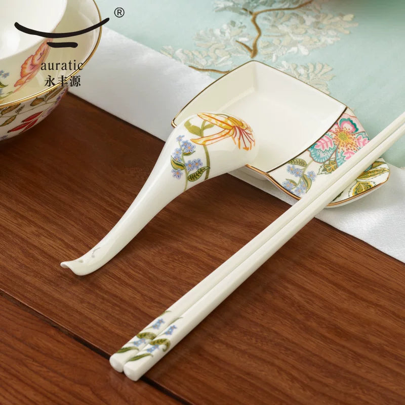 永丰源春暖花开餐具散件 AURATIC Verde Bloom Ceramic Dinnerware Individual Pieces – Bowls, Plates, Fish Platters and Table Accessories