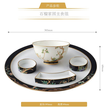 永丰源石榴家园餐具散件 AURATIC Pomeland Ceramic Dinnerware Individual Pieces – Pomegranate Blossom, Bowls, Plates and Table Accessories