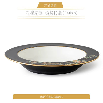 永丰源石榴家园餐具散件 AURATIC Pomeland Ceramic Dinnerware Individual Pieces – Pomegranate Blossom, Bowls, Plates and Table Accessories