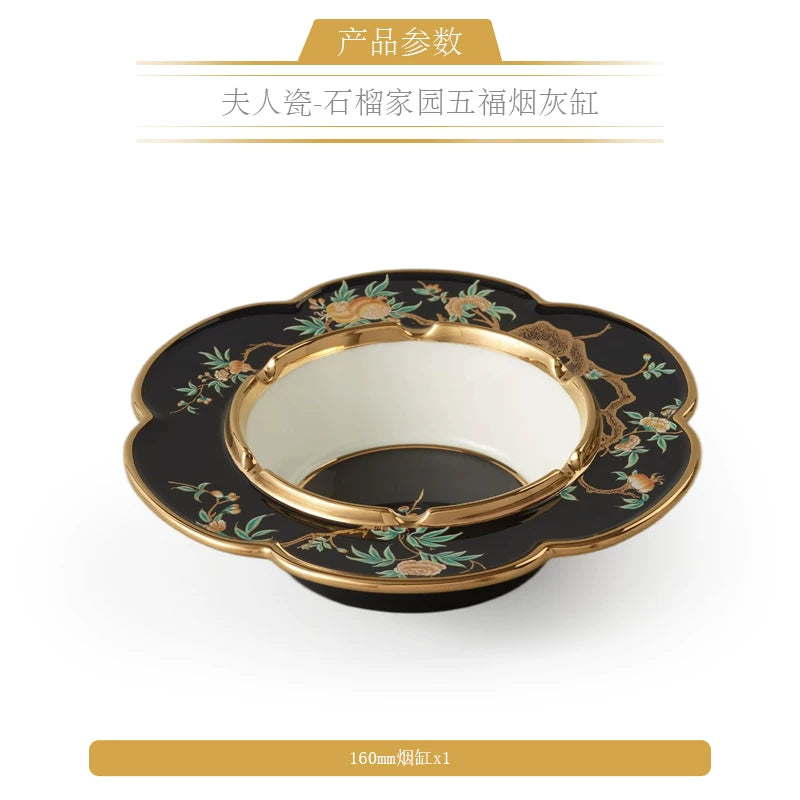 永丰源石榴家园餐具散件 AURATIC Pomeland Ceramic Dinnerware Individual Pieces – Pomegranate Blossom, Bowls, Plates and Table Accessories