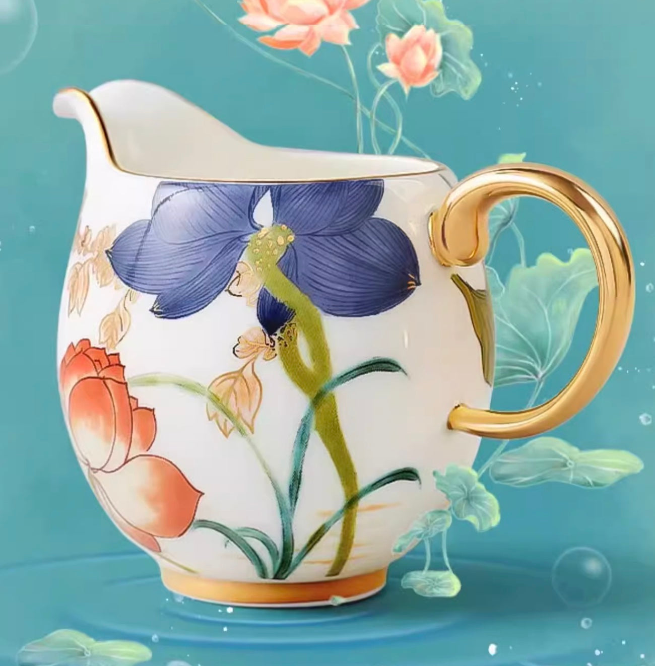 Handcrafted Porcelain Wine Pitcher and Two Cup Set