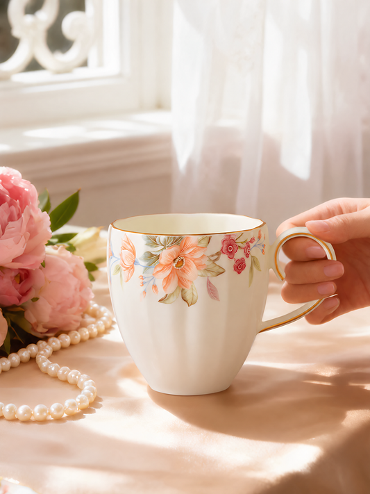 永丰源天青时代马克杯 AURATIC Celeste Ceramic Mug – Floral Pattern, Mug and Lidded Cup Set