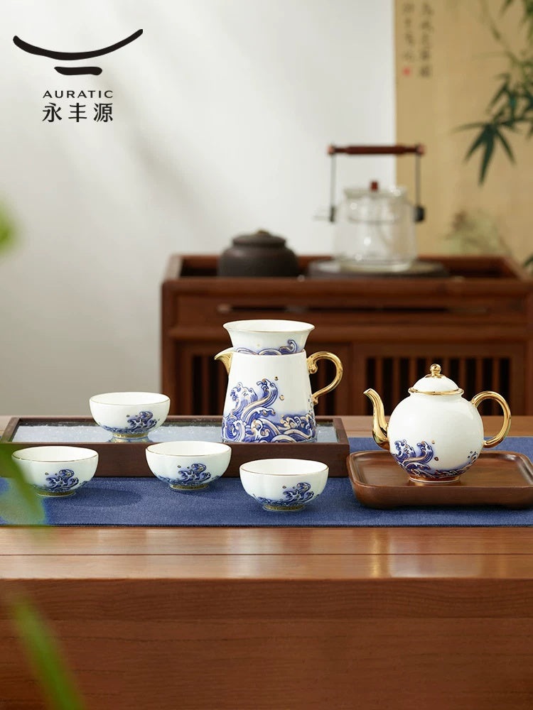 永丰源海上明珠茶咖具 AURATIC Pearl d’Orient Ceramic Tea Set – Waves and Egret Design, 4 to 35 Pieces