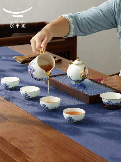 永丰源海上明珠茶咖具 AURATIC Pearl d’Orient Ceramic Tea Set – Waves and Egret Design, 4 to 35 Pieces