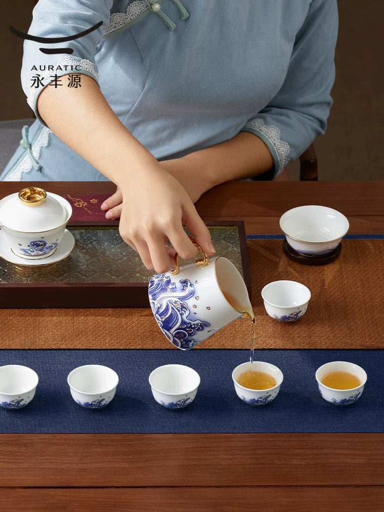 永丰源海上明珠茶咖具 AURATIC Pearl d’Orient Ceramic Tea Set – Waves and Egret Design, 4 to 35 Pieces