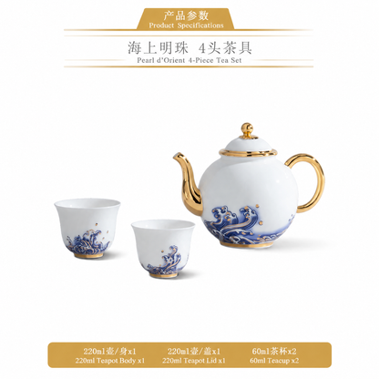 永丰源海上明珠茶咖具 AURATIC Pearl d’Orient Ceramic Tea Set – Waves and Egret Design, 4 to 35 Pieces