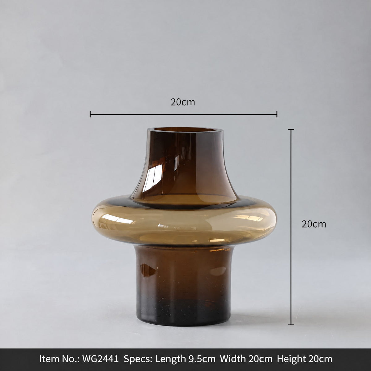 Amber Vintage Vase (Short) - hand-blown glass vase