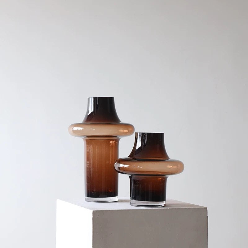Caramel Vintage Vase (Pair) - hand-blown glass vase
