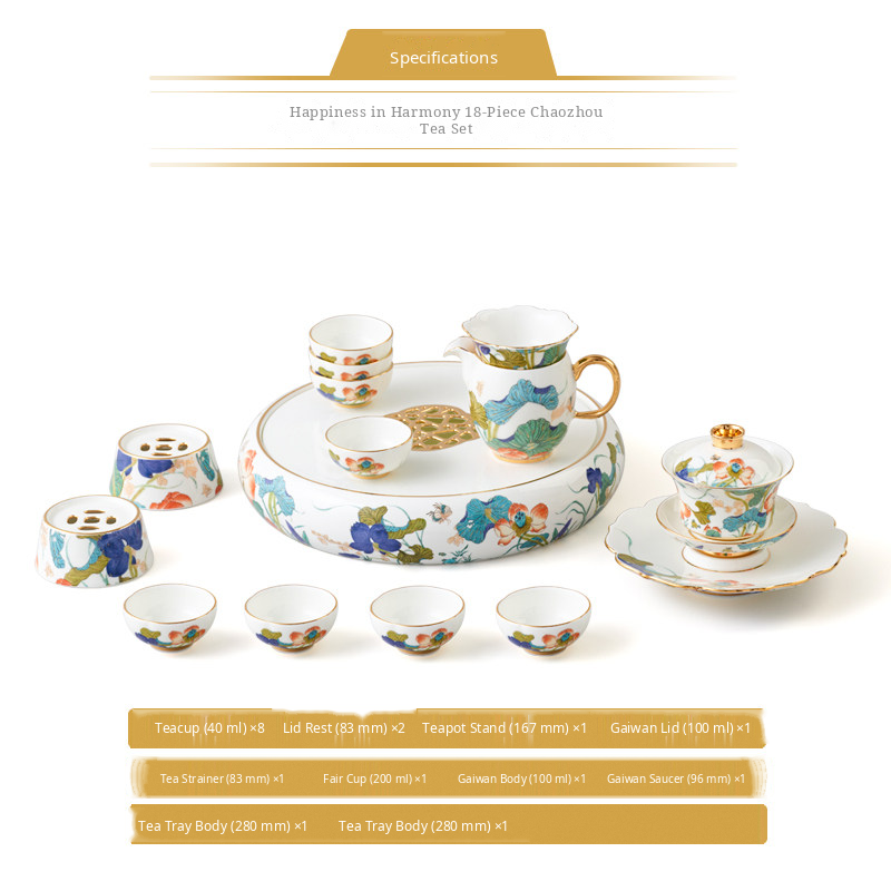 18-Piece Chaozhou-Style Tea Set for 8