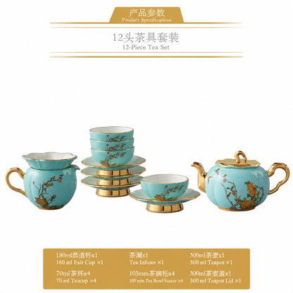12-Piece Tea Set (4 Person) - West Lake Blue porcelain