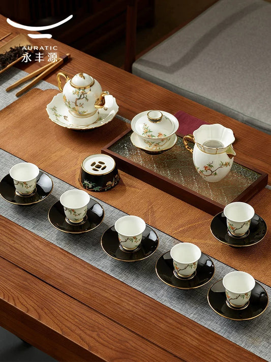永丰源石榴家园茶咖具 AURATIC Pomeland Ceramic Tea Set – Pomegranate Blossom Design, 4 to 39 Pieces