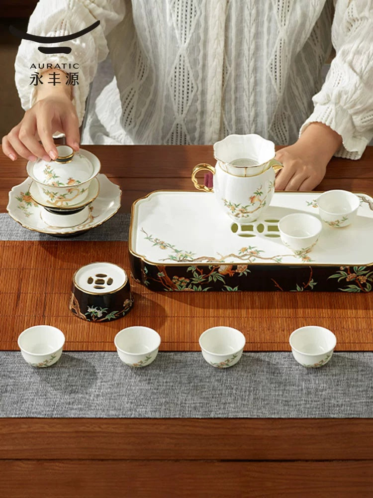 永丰源石榴家园茶咖具 AURATIC Pomeland Ceramic Tea Set – Pomegranate Blossom Design, 4 to 39 Pieces